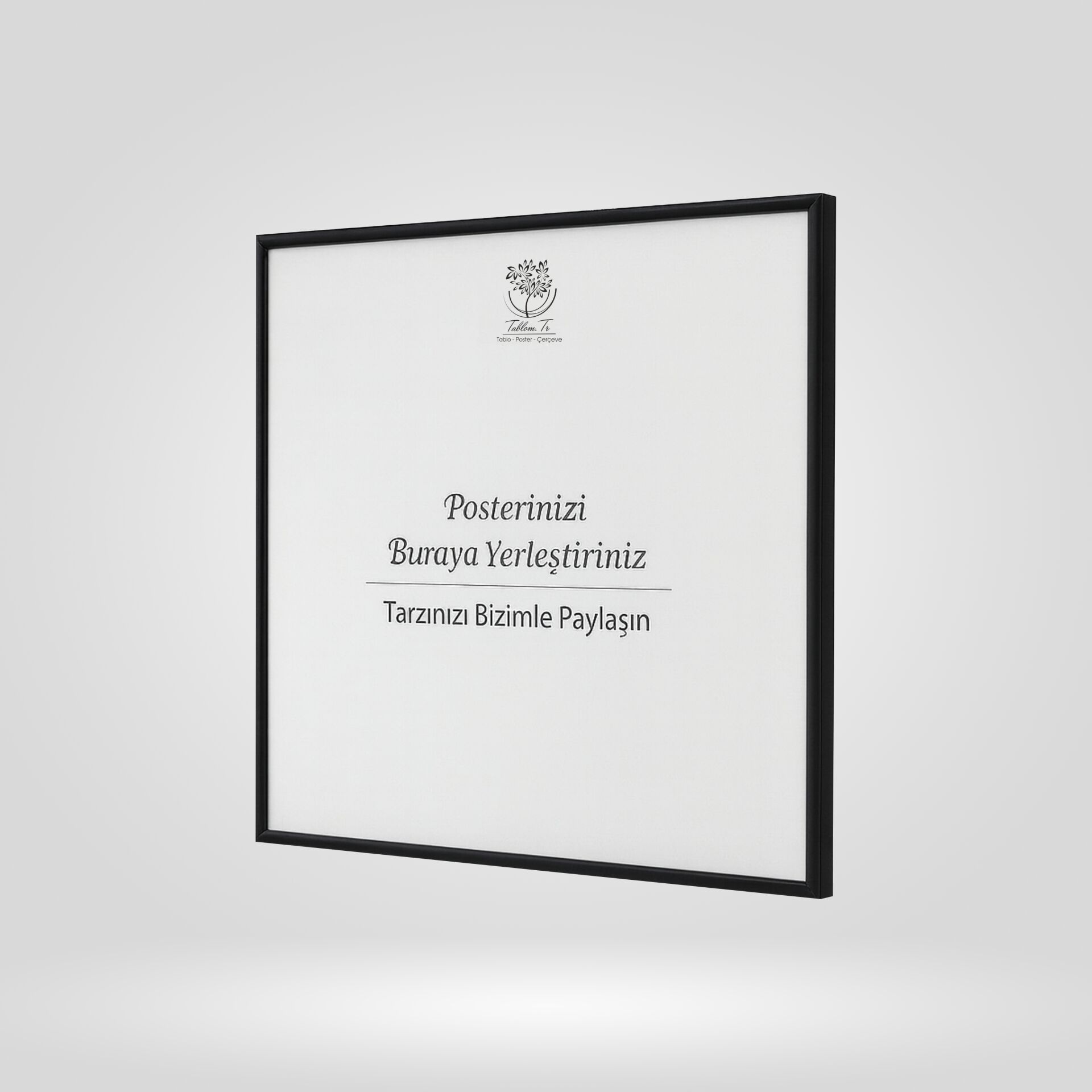 Siyah Metal Çerçeveli Camlı Kare Boş Çerçeve