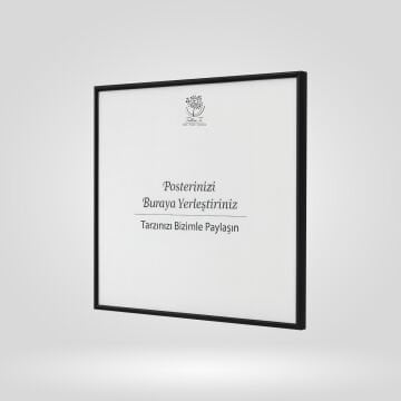 Siyah Metal Çerçeveli Camlı Kare Boş Çerçeve