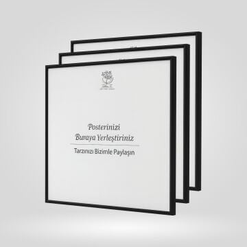 Siyah Metal Çerçeveli Camlı Kare Boş Çerçeve