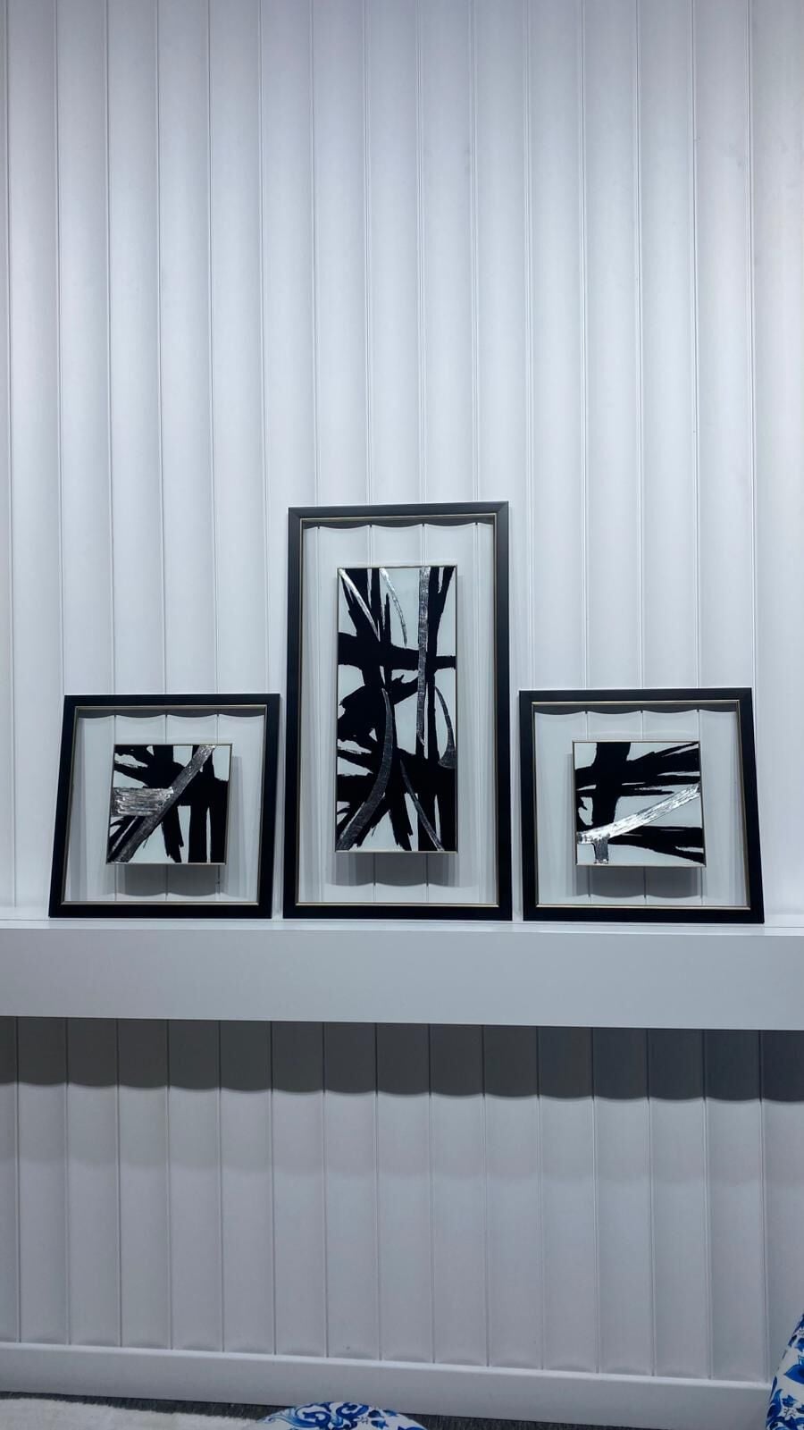 Monochrome Flow - 48x48 / 48x88 / 48x48 Cm Dokulu İthal Tablo