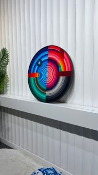 Dijital Baskılı Metal Çerçeveli Camlı Yuvarlak Dekoratif Tablo - Spectrum