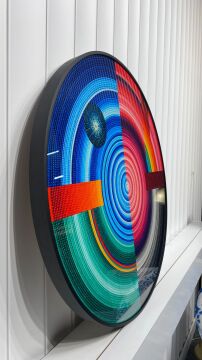 Dijital Baskılı Metal Çerçeveli Camlı Yuvarlak Dekoratif Tablo - Spectrum
