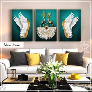 Kulhu Üçlü Tablo Siyah - 50x70 CM