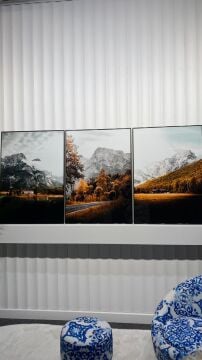 Dijital Baskılı Metal Çerçeveli Camlı Üçlü Dekoratif Tablo - Altın Yamaç