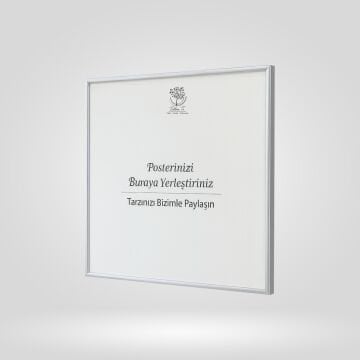 Gümüş Metal Çerçeveli Camlı Kare Boş Çerçeve