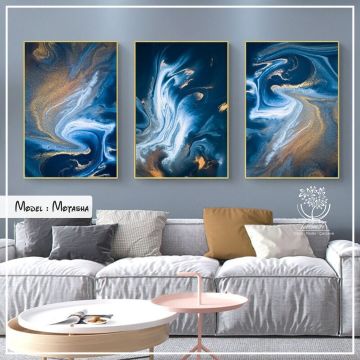 Motasha Üçlü Tablo Gold - 50x70 CM