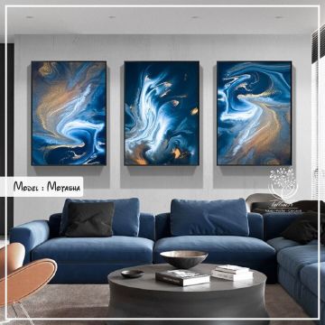 Motasha Üçlü Tablo Gümüş - 70x100 CM