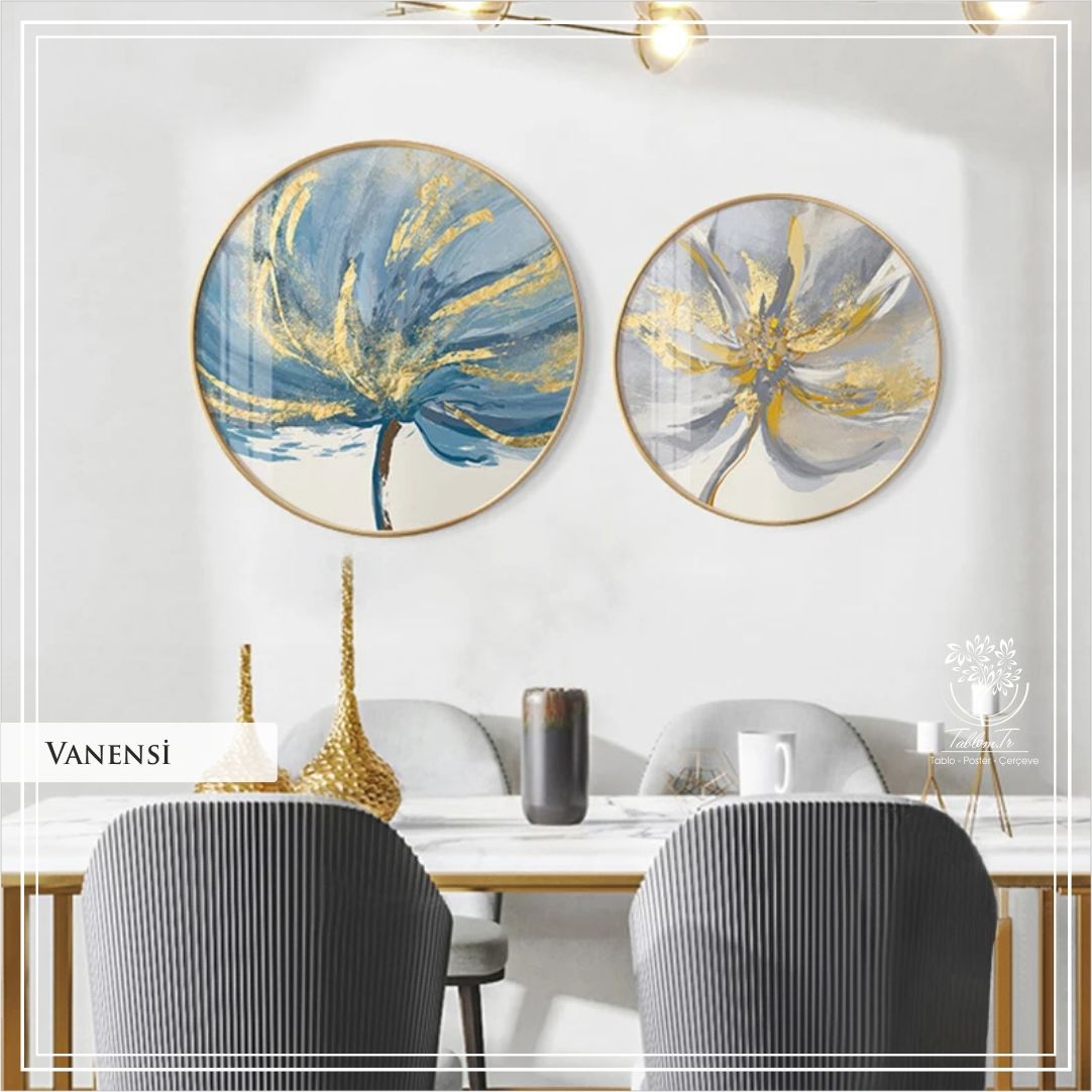 Vanensi2 İkili Yuvarlak Çerçeveli Camlı Tablo