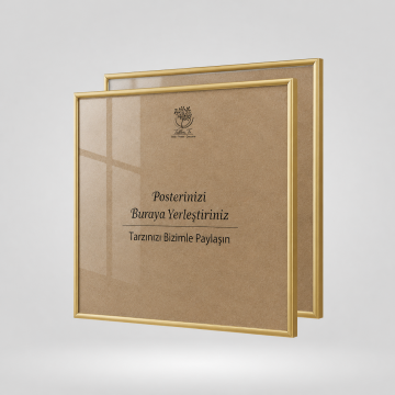 Gold Metal Çerçeveli Camlı Kare Boş Çerçeve 50*50 - Üçlü