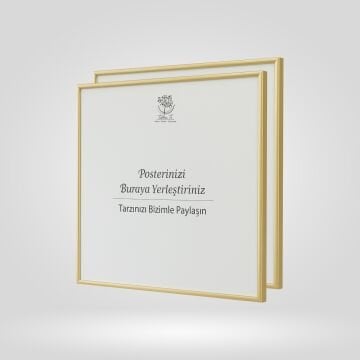 Gold Metal Çerçeveli Camlı Kare Boş Çerçeve