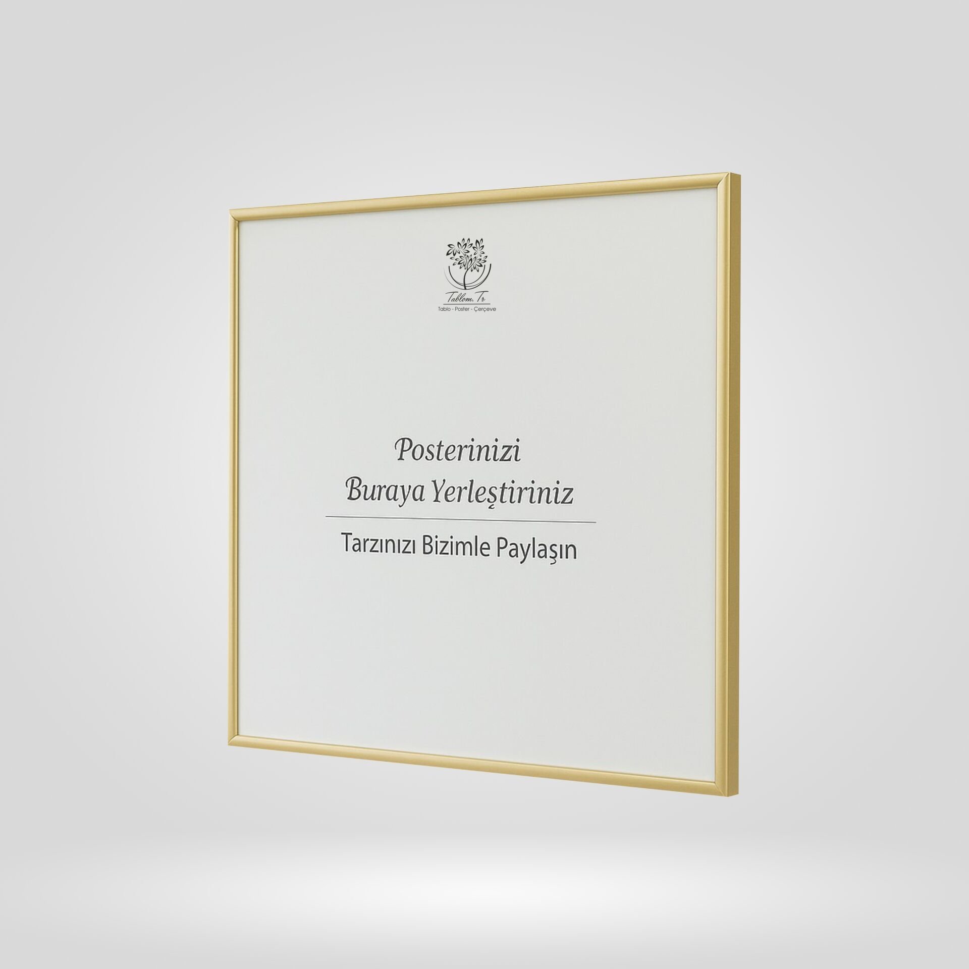 Gold Metal Çerçeveli Camlı Kare Boş Çerçeve