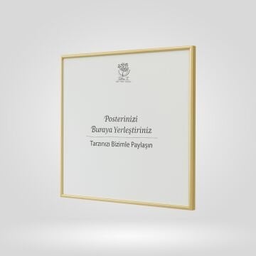 Gold Metal Çerçeveli Camlı Kare Boş Çerçeve