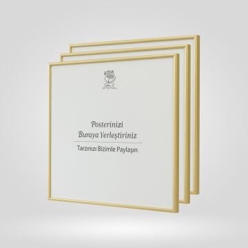 Gold Metal Çerçeveli Camlı Kare Boş Çerçeve