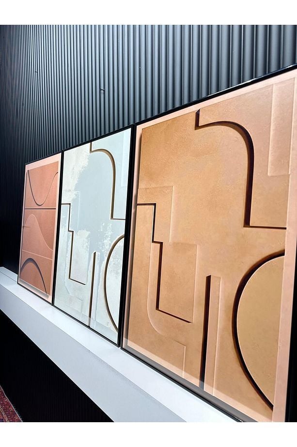 Dijital Baskılı Metal Çerçeveli Camlı 3'lü Dekoratif Tablo -Yekpare Model A