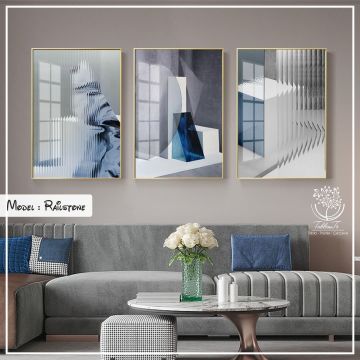 Railstone Üçlü Tablo Gümüş - 70x100 CM