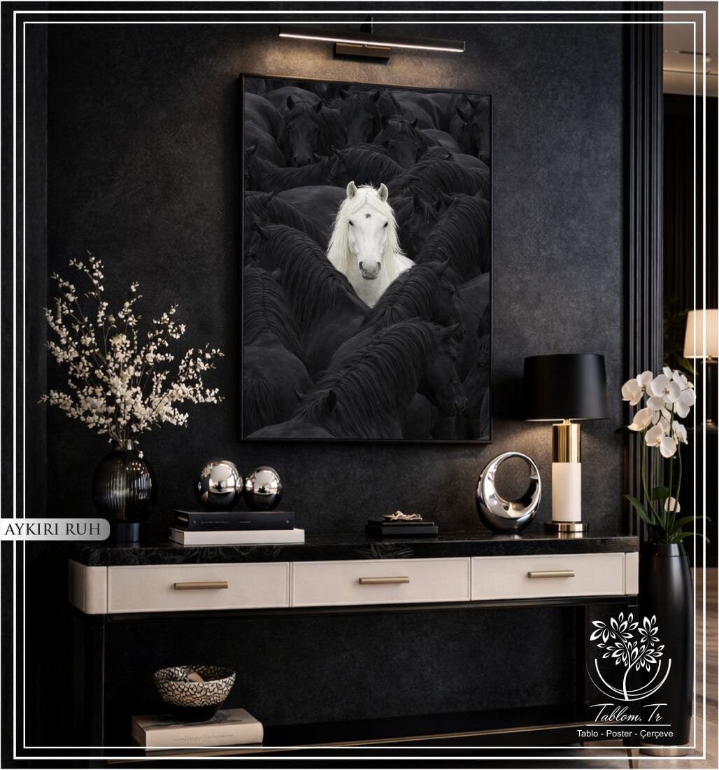 Dijital Baskılı Metal Çerçeveli Camlı Tekli Tablo - Aykırı Ruh B