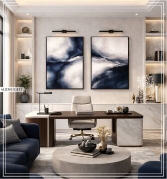Dijital Baskılı Metal Çerçeveli Camlı İkili Dekoratif Tablo - Midnight