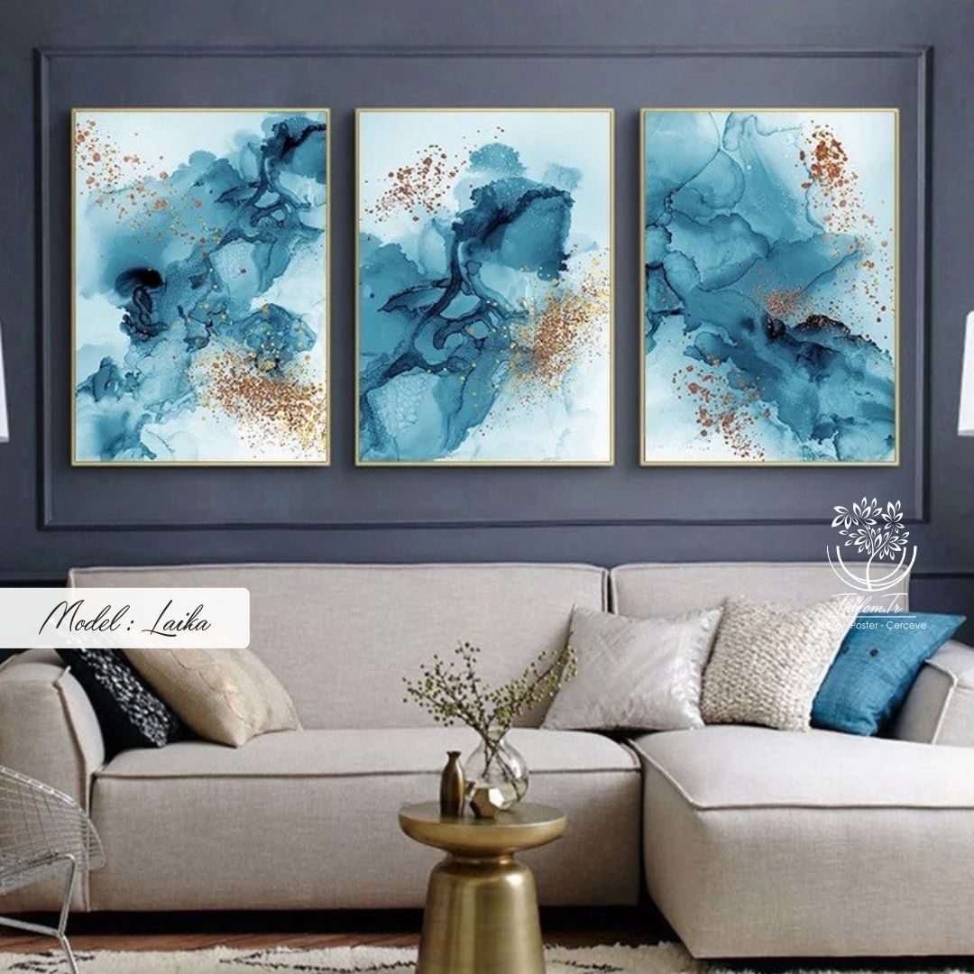 Laika Üçlü Tablo Beyaz - 70x100 CM