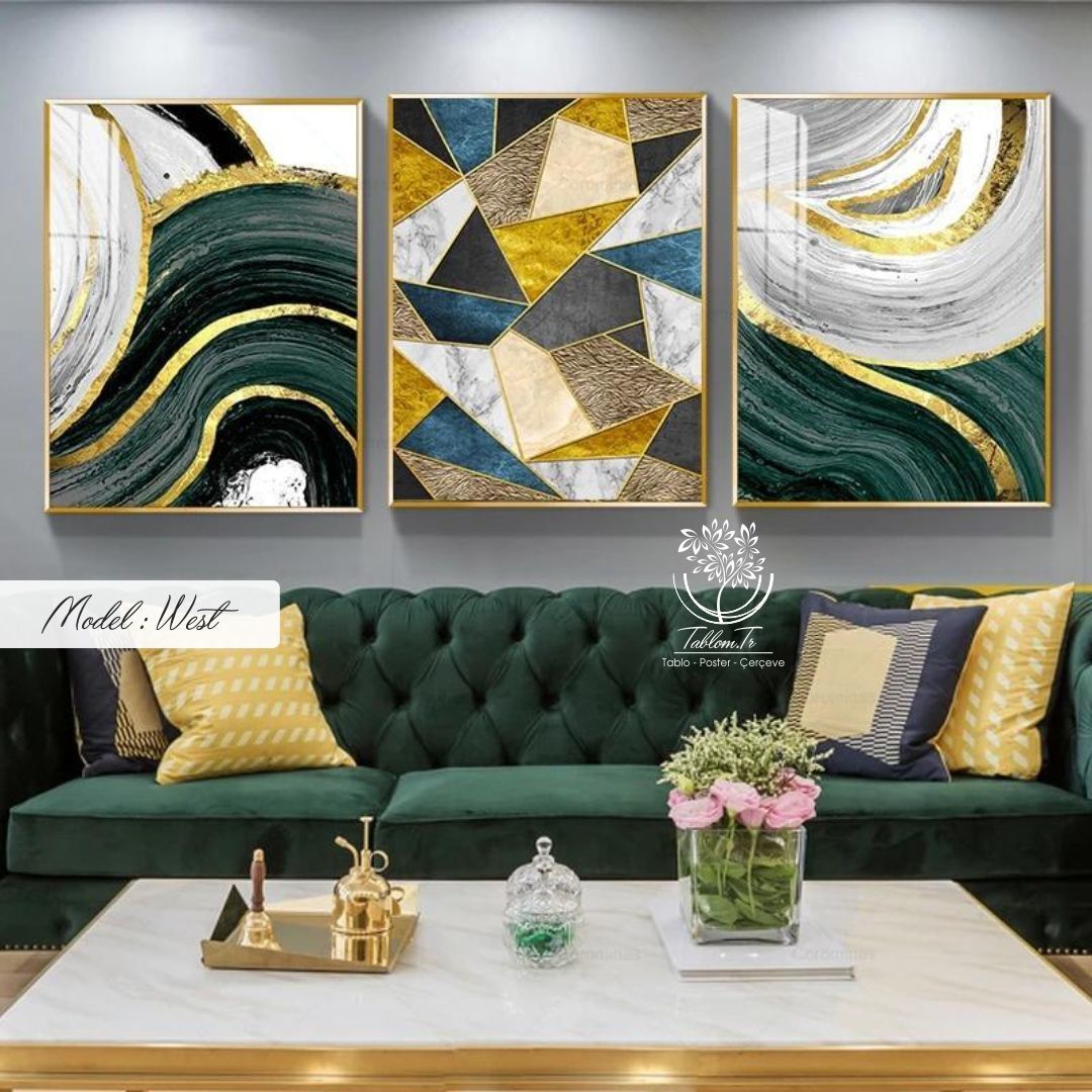 West Üçlü Tablo Siyah - 70x100 CM