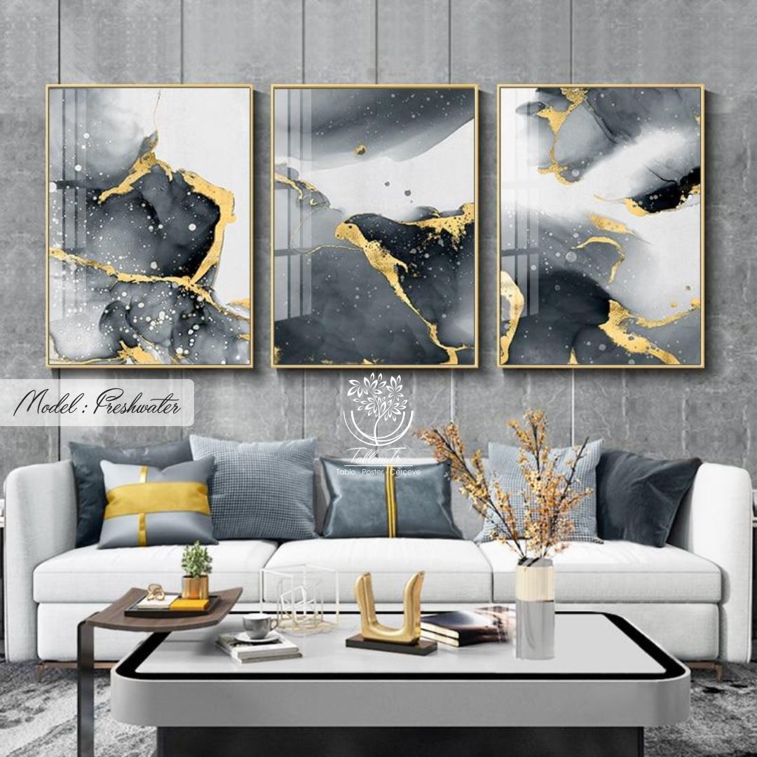 Freshwater Üçlü Tablo Gold - 50x70 CM