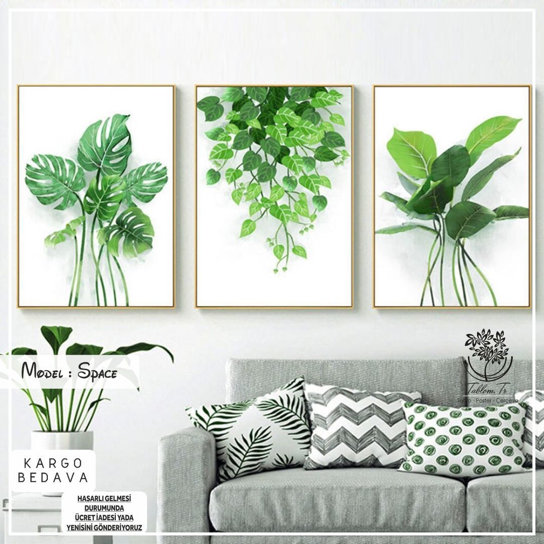Space Üçlü Tablo Beyaz - 21x30 CM