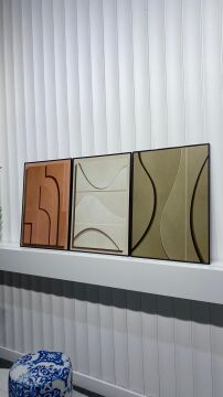 Dijital Baskılı Metal Çerçeveli Camlı 3'lü Dekoratif Tablo -Yekpare Model B