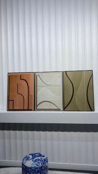 Dijital Baskılı Metal Çerçeveli Camlı 3'lü Dekoratif Tablo -Yekpare Model B