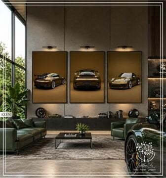 Dijital Baskılı Metal Çerçeveli Camlı Üçlü Dekoratif Tablo - Axen