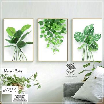 Space Üçlü Tablo Beyaz - 50x70 CM