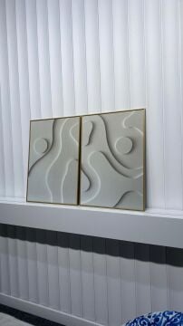 Dijital Baskılı Metal Çerçeveli Camlı İkili Dekoratif Tablo - Mordena A