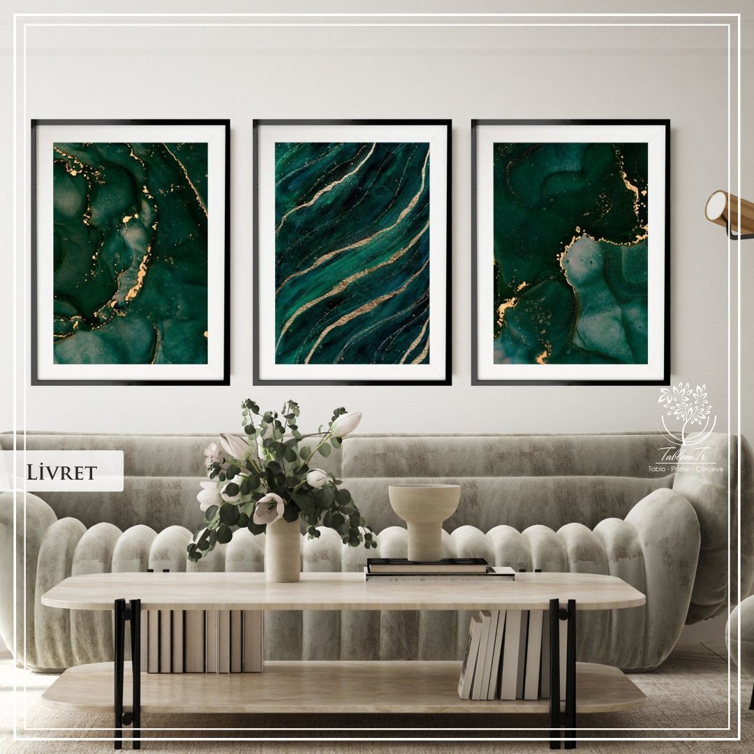 Livret1 Üçlü Set Tablo Siyah - 70x100 CM