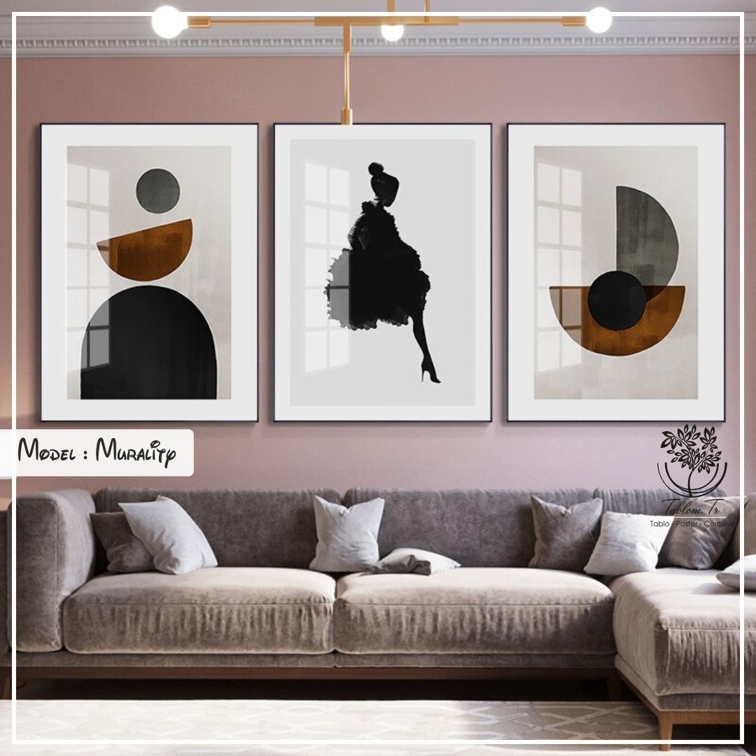 Murality Üçlü Tablo Gümüş - 70x100 CM