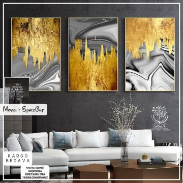 SpaceOut Üçlü Tablo Beyaz - 21x30 CM