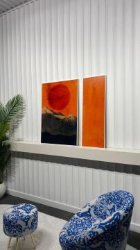 Dijital Baskılı Metal Çerçeveli Camlı İkili Dekoratif Tablo - Kızıl Zirveler