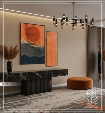 Dijital Baskılı Metal Çerçeveli Camlı İkili Dekoratif Tablo - Kızıl Zirveler