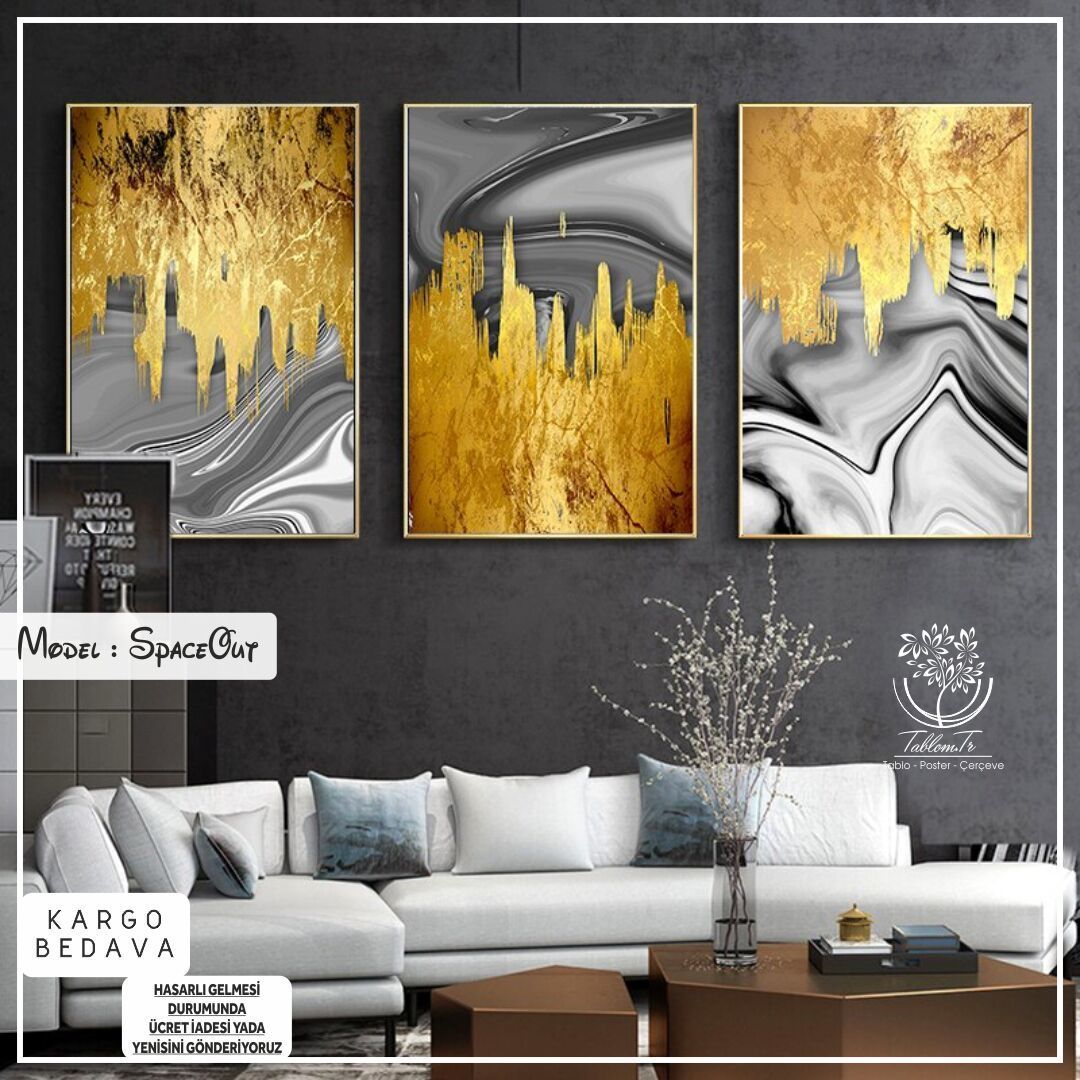 SpaceOut Üçlü Tablo Siyah - 40x50 CM