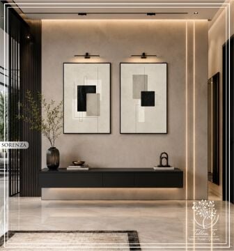 Dijital Baskılı Metal Çerçeveli Camlı İkili Dekoratif Tablo - Sorenza