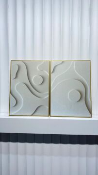 Dijital Baskılı Metal Çerçeveli Camlı İkili Dekoratif Tablo - Mordena B