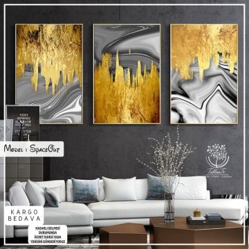 SpaceOut Üçlü Tablo Beyaz - 70x100 CM