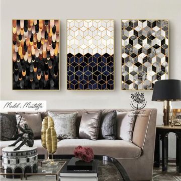 Mustoffa Üçlü Tablo Siyah - 50x70 CM