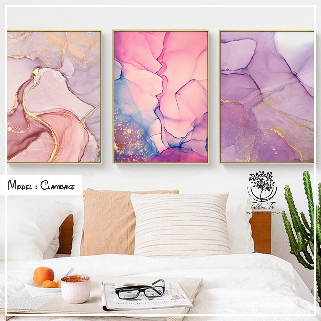 Clambake Üçlü Tablo Siyah - 70x100 CM