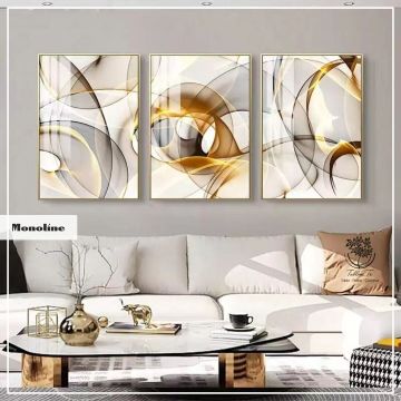 Monoline Üçlü Tablo Beyaz - 70x100 CM