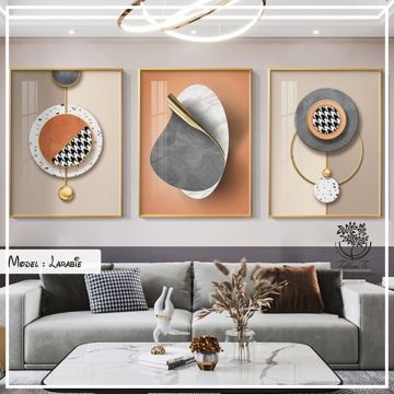 Larabie Üçlü Tablo Gümüş - 30x40 CM