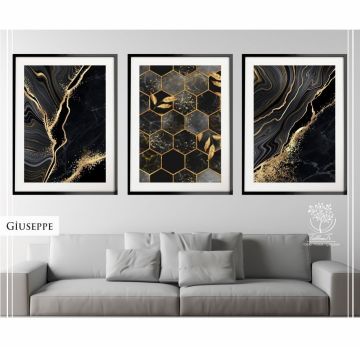 Giuseppe Üçlü Set Tablo Gold - 30x40 CM