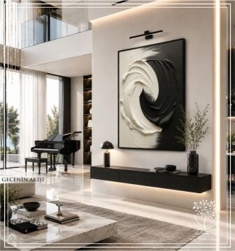 Dijital Baskılı Metal Çerçeveli Camlı Tekli Tablo - Gecenin Akışı