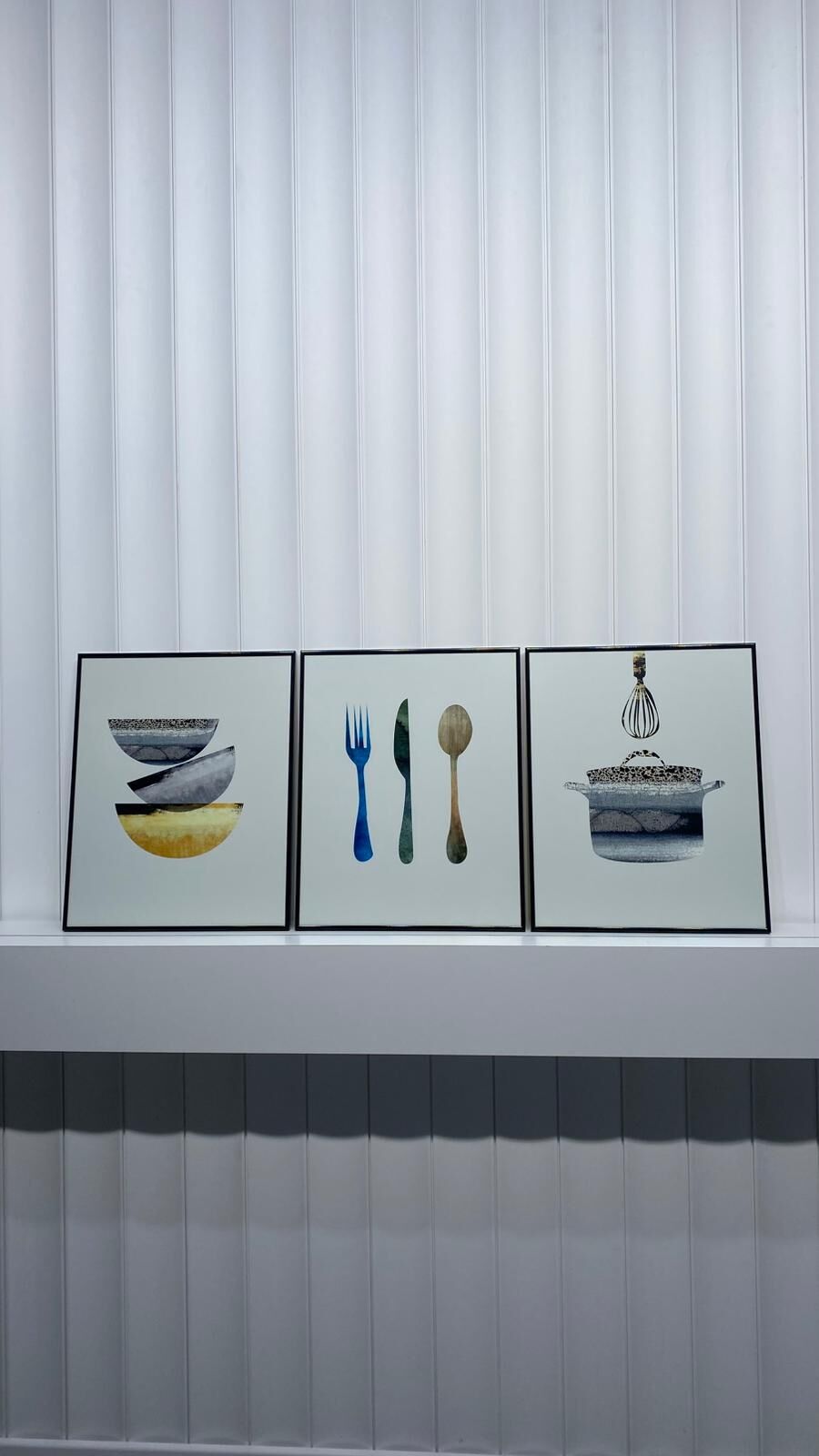 Dijital Baskılı Metal Çerçeveli Camlı Üçlü Dekoratif Tablo - Mutfak Sanatı