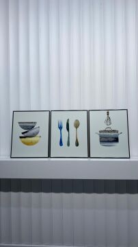 Dijital Baskılı Metal Çerçeveli Camlı Üçlü Dekoratif Tablo - Mutfak Sanatı