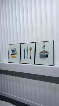 Dijital Baskılı Metal Çerçeveli Camlı Üçlü Dekoratif Tablo - Mutfak Sanatı