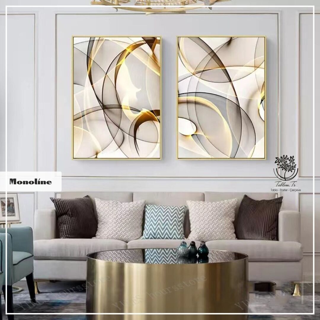 Monoline İkili Tablo Gold - 70x100 CM
