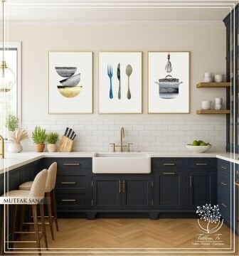 Dijital Baskılı Metal Çerçeveli Camlı Üçlü Dekoratif Tablo - Mutfak Sanatı